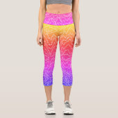 Geometrische weiße Curvy-Linien auf blau Capri Leggings (Vorderseite)