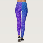 Geometrische weiße Curvy-Linien auf blau Leggings (Rückseite)