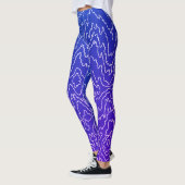 Geometrische, weiße Curvy-Linien auf blau Leggings (Links)