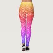 Geometrische, weiße Curvy-Linien auf blau Leggings (Rückseite)