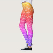 Geometrische, weiße Curvy-Linien auf blau Leggings (Links)