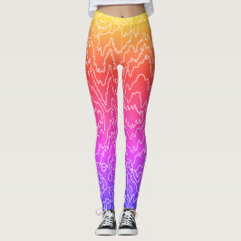 Geometrische, weiße Curvy-Linien auf blau Leggings