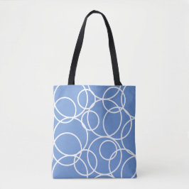 Geometrische weiße Kreise Blau Moderne Abstrakt Tasche