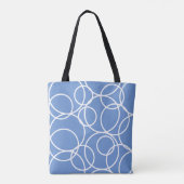 Geometrische weiße Kreise Blau Moderne Abstrakt Tasche (Rückseite)
