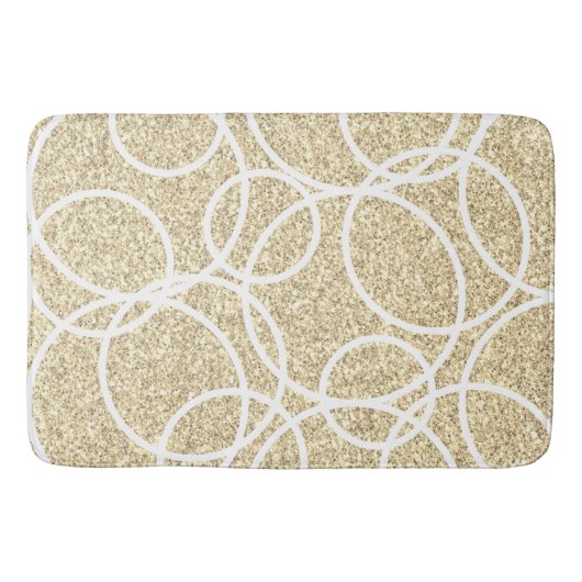 Geometrische weiße Kreise Gold Glitzer Abstrakt Ba Badematte (Vorderseite)