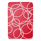 Geometrische weiße Kreise Rot Moderne Abstrakt Badematte (Vorderseite Vertikal)