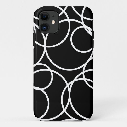 Geometrische weiße Kreise Schwarz Moderne Abstrakt Case-Mate iPhone Hülle (Rückseite)