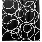 Geometrische weiße Kreise Schwarz Moderne Abstrakt Duschvorhang (Vorderseite)