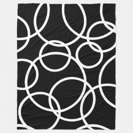 Geometrische weiße Kreise Schwarz Moderne Abstrakt Fleecedecke