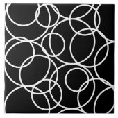 Geometrische weiße Kreise Schwarz Moderne Abstrakt Fliese (Vorderseite)