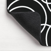 Geometrische weiße Kreise Schwarz Moderne Abstrakt Mousepad (Ecke)