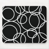 Geometrische weiße Kreise Schwarz Moderne Abstrakt Mousepad (Vorne)