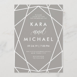 Geometrische weiße Linien auf moderner grauer Einladung