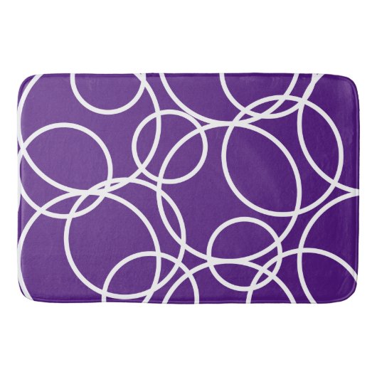Geometrische Weißkreise Lila Moderne Abstrakt Badematte (Vorderseite)