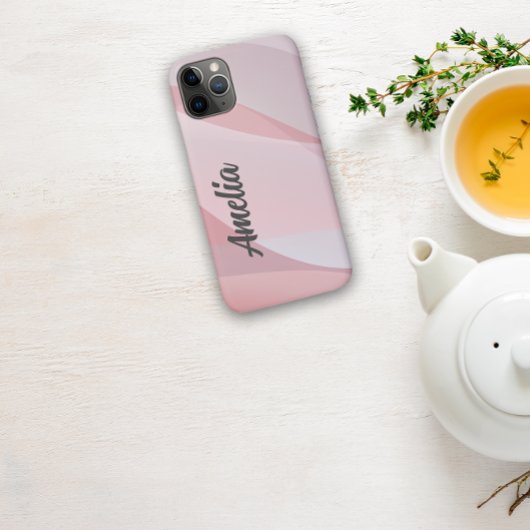 Geometrische Wellenpastellrosa Rosa mit Namen Case-Mate iPhone Hülle