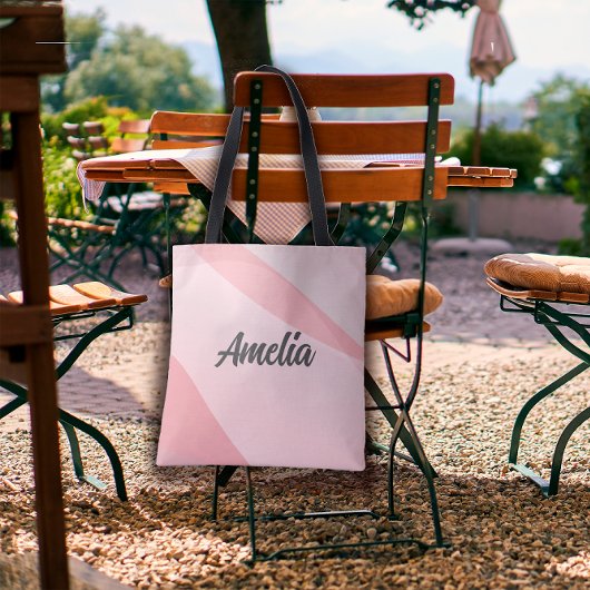 Geometrische Wellenpastellrosa Rosa mit Namen Tasche