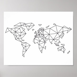 Geometrische Weltkarte Poster
