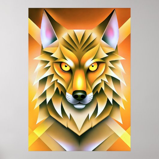 Geometrische Wolf-Illustration in lebhaften Farben Poster (Vorne)