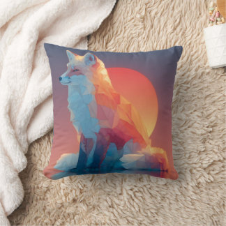 Geometrische Wolfsilhouette | Moderne Polygon-Wild Kissen