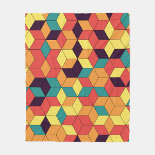Geometrische Würfel, farbige, nahtlose, Vintage Mu Fleecedecke