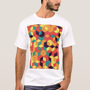 Geometrische Würfel, farbige, nahtlose, Vintage Mu T-Shirt