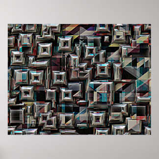 Geometrische Würfel in Bewegung Poster