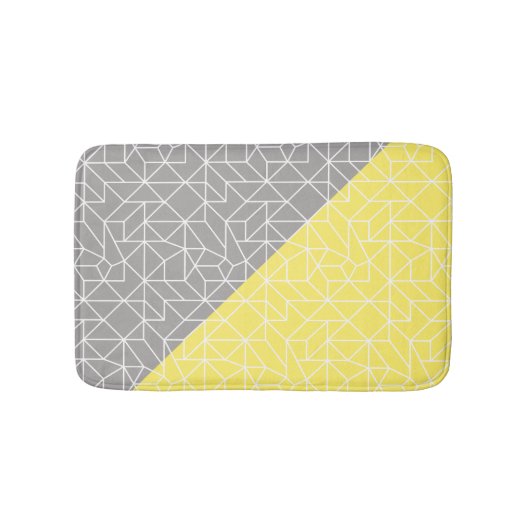 Geometrische Zahnmatte, grau und gelb Badematte (Vorderseite)