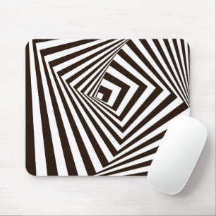 Geometrische Zebra-Streifen, schwarz und weiß Mousepad