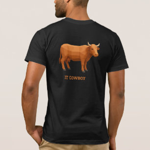 Geometrische Zeichnung rötlich braune Kuh T-Shirt
