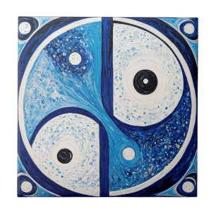 Geometrische Zuverlässigkeit: Blau & Weiß Yin Yang Fliese