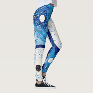 Geometrische Zuverlässigkeit: Blau & Weiß Yin Yang Leggings
