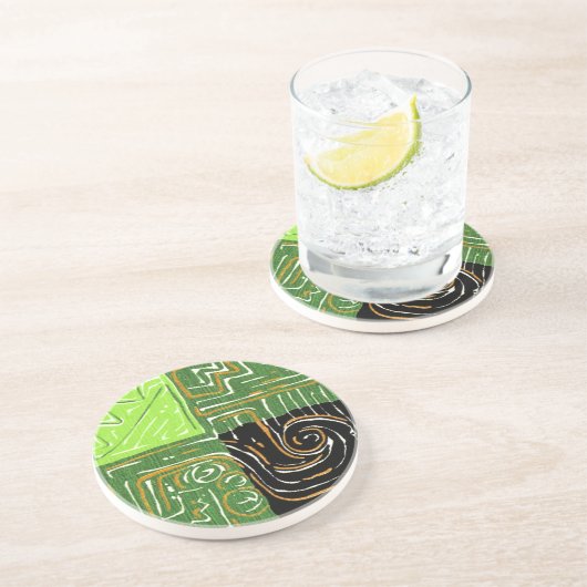 GEOMETRISCHER 1 Untersetzer 4,5" rundes CHARTREUSE (Seite)