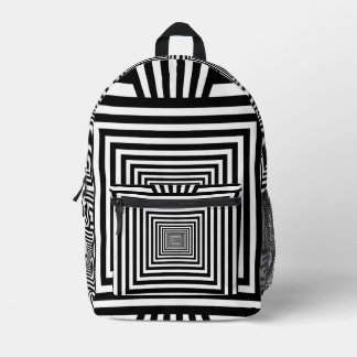 Geometrischer 3D-Schwarz-Weiß-Rucksack – Stilvoll  Bedruckter Rucksack