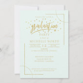 Geometrischer Abschluss Gold auf Minze Green ID508 Einladung (Vorderseite)