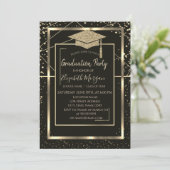 Geometrischer Abschluss von Gold Grad Cap Diamonds Einladung (Stehend Vorderseite)