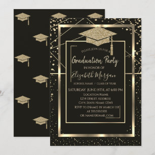 Geometrischer Abschluss von Gold Grad Cap Diamonds Einladung
