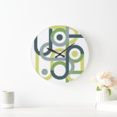 Geometrischer abstrakter beiger grüner Wurf pi Große Wanduhr (Zuhause)