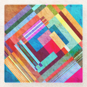 Geometrischer abstrakter, grafischer Hintergrund. Glasuntersetzer