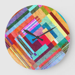 Geometrischer abstrakter, grafischer Hintergrund. Große Wanduhr