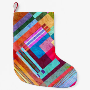 Geometrischer abstrakter, grafischer Hintergrund. Kleiner Weihnachtsstrumpf