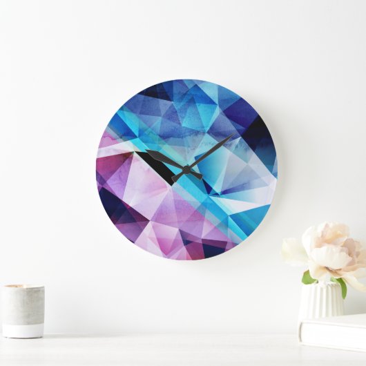 Geometrischer Abstrakter Hintergrund Große Wanduhr (Zuhause)