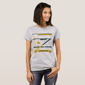 Geometrischer Abstrakter MCM-Look in Gold, Grau Or T-Shirt (Vorne ganz)