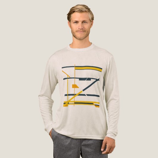 Geometrischer Abstrakter MCM-Look in Gold, Grau Or Tri-Blend Shirt (Volle Vorderseite)