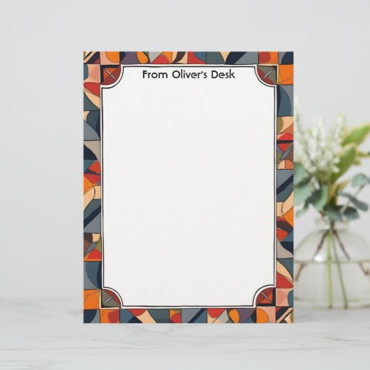 Geometrischer Abstrakter Rahmen Briefbogen (Stehend Vorderseite)