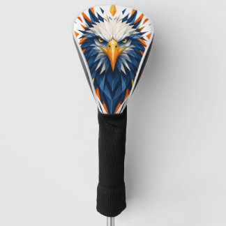 Geometrischer Adler Blau & Orange Polygonal-Kunst Golf Headcover