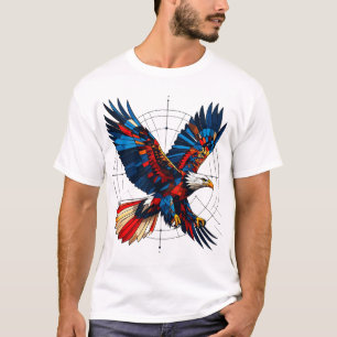 Geometrischer Adler – Mosaikflug mit symbolischer T-Shirt