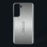 Geometrischer Akzent aus Aluminium, metallisch geb Samsung Galaxy Hülle<br><div class="desc">Silber grauer metallischer Hintergrund,  schlichtes,  gebürstetes Aluminium mit silbergrauem geometrischem Streifenmuster Akzente: individuell und optional monogramm.</div>