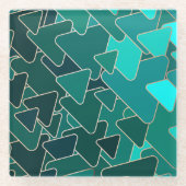 Geometrischer Aquamarin- und Gold-Untersetzer Glasuntersetzer (Vorderseite)