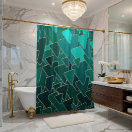 geometrischer Aquamarin- und Goldduschvorhang Duschvorhang