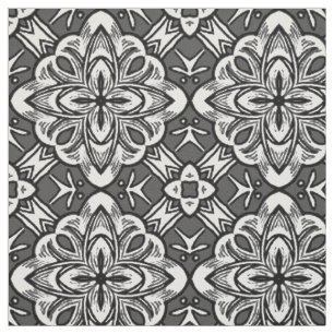 Geometrischer Aquarellstern in Grau und Weiß Stoff